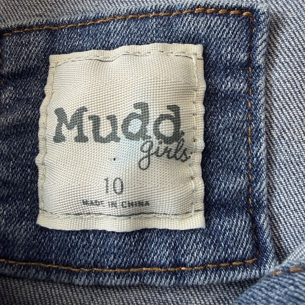 Mudd Girls Distressed Blue Denim Button Up Jacket, 10 - Picture 4 of 9